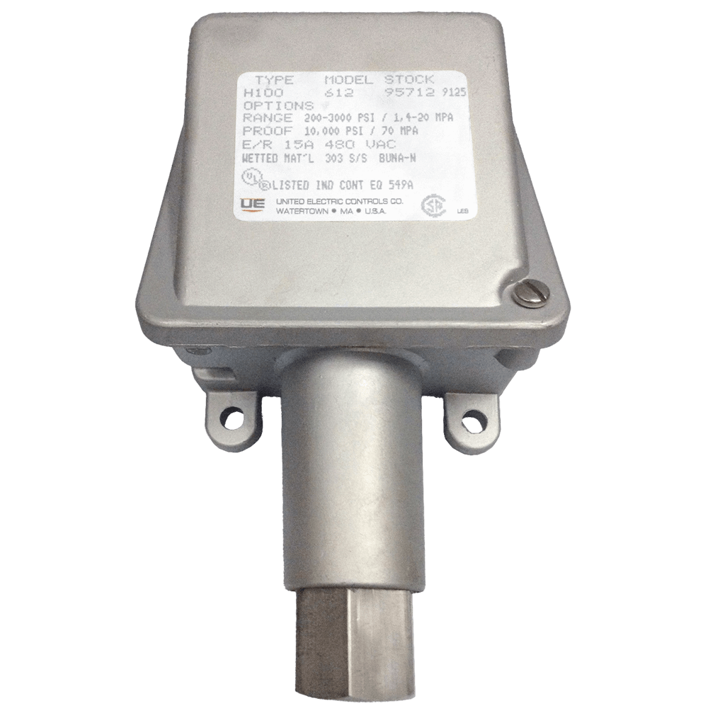 United Electric Pressure Switch, 100 Series Type H100 Models 610 to 616